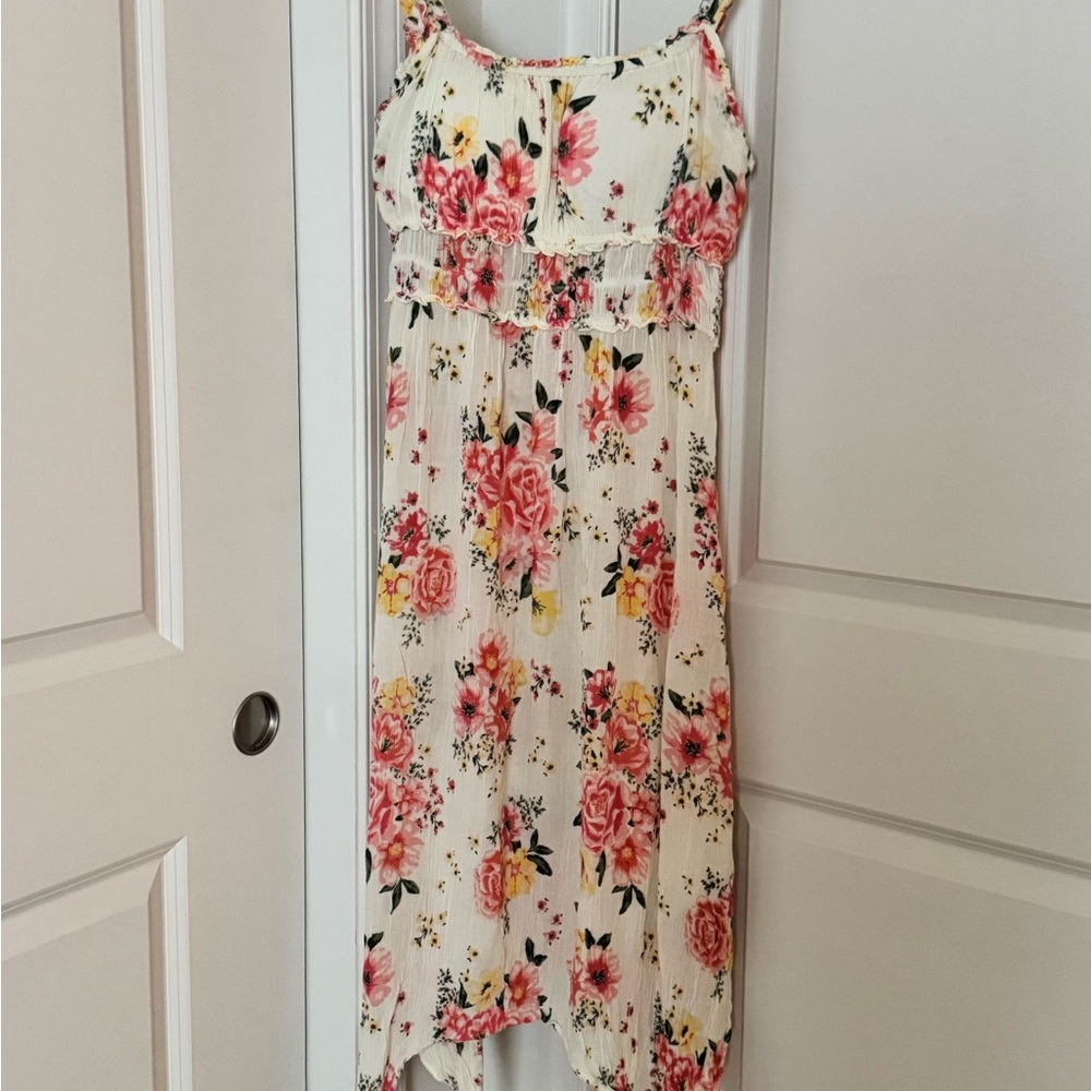 Floral Sleeveless Dress - Cream, Pink and Yellow